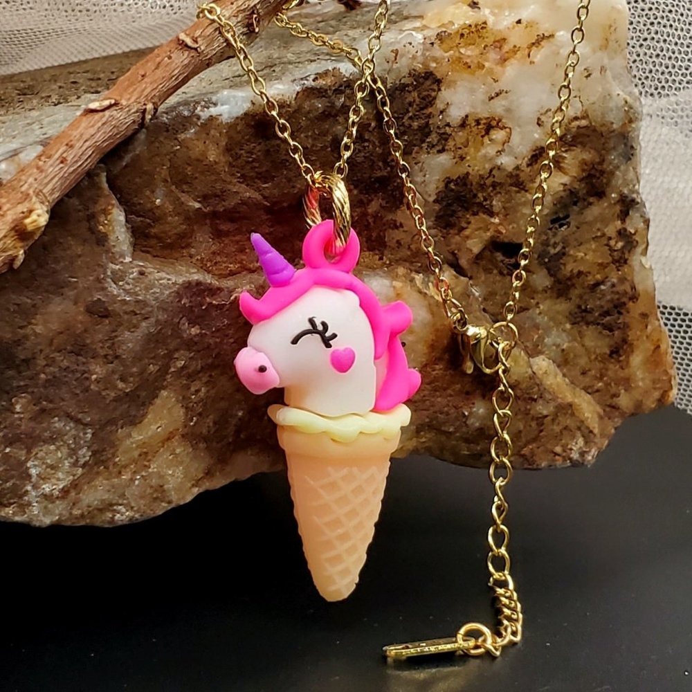 Unicorn Icecream Baby Necklace14k Gold-plated